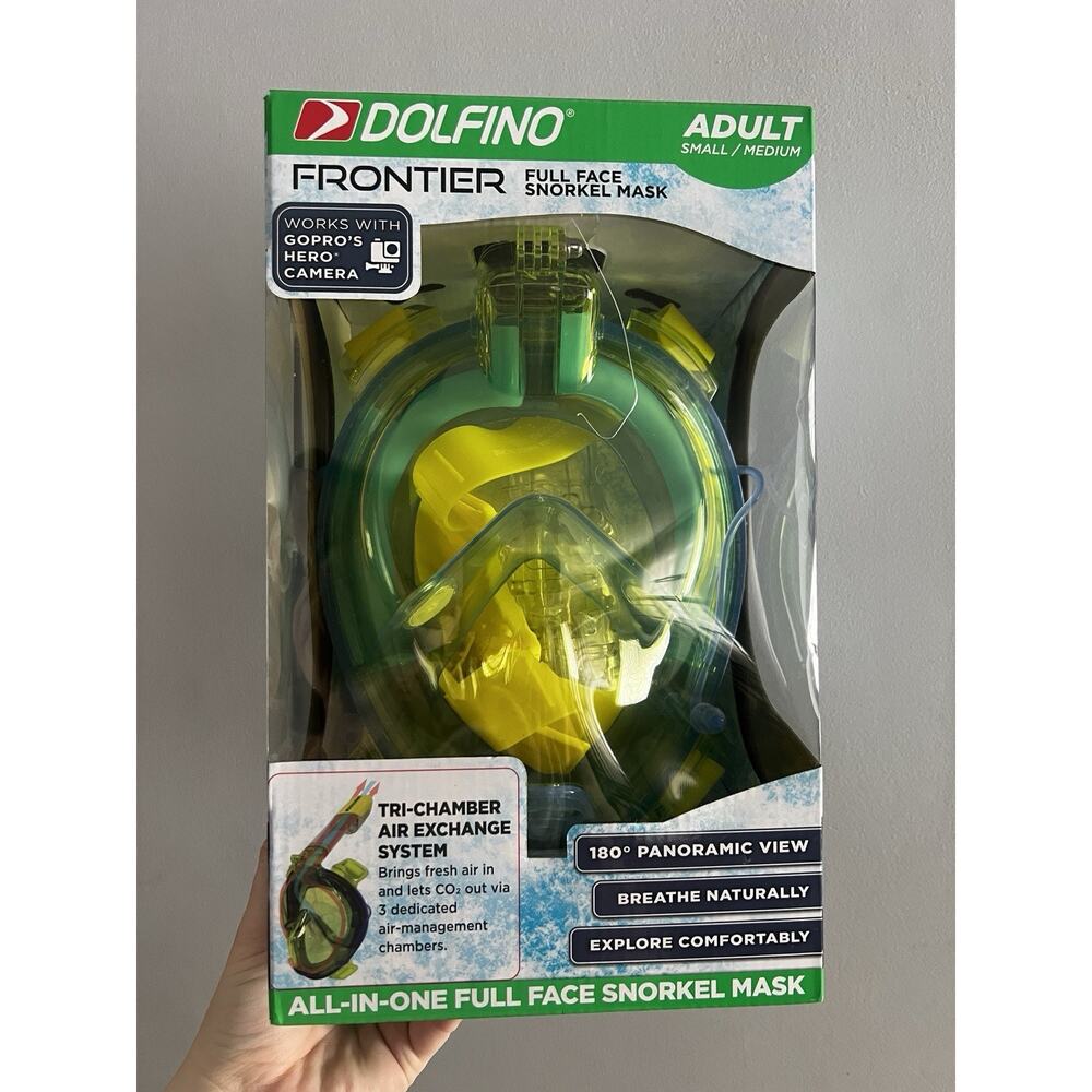 New Dolfino Frontier All-in-one Full Face Snorkel Mask Adult Small/Medium
